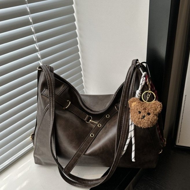 여성 토트백 허리띠 열쇠고리 숄더백 가죽 핸드백 대용량 일상 가방