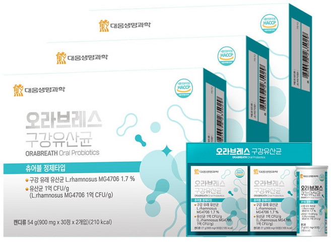 대웅생명과학 오라브레스 구강 특허유산균 2개월분, 3개, 60정