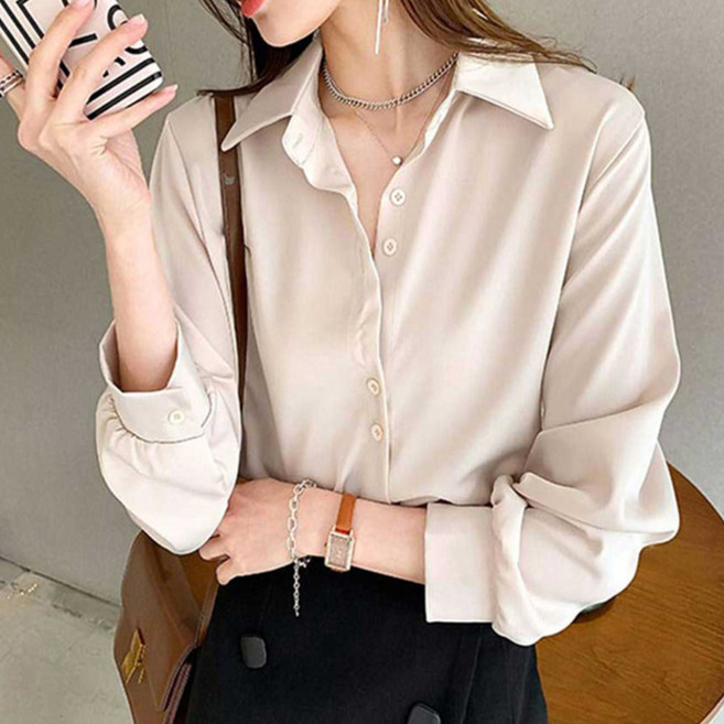 여성 의류 상의 사계절 페미닌 캐주얼 카라 셔츠 블라우스 TDB-RNR-0059