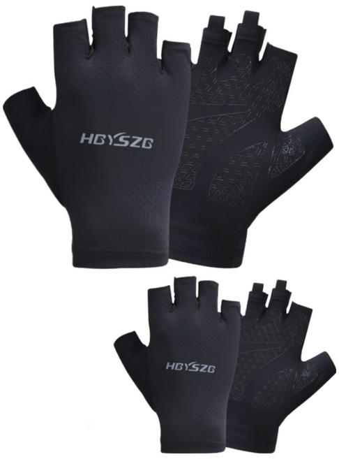 [1+1] 쿨 등산장갑 여름 등산 스포츠 장갑 메쉬 반장갑, 블랙, 1세트