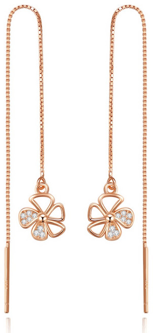 Zebeer 여성용 14K 도금 롱 드롭 체인 우아한 꽃 귀걸이