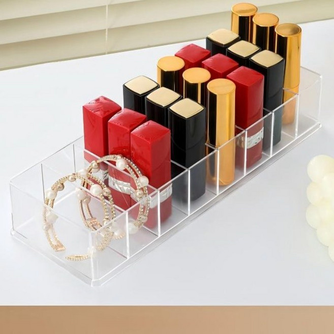 아크릴 수납함 책상 다기능 립스틱 새도우 정리함 8칸, 1개, 투명색