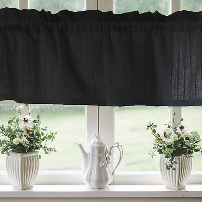 분홍구름 바란스커튼 주방 작은창 스트라이프 자수 패턴 가림막 가리개