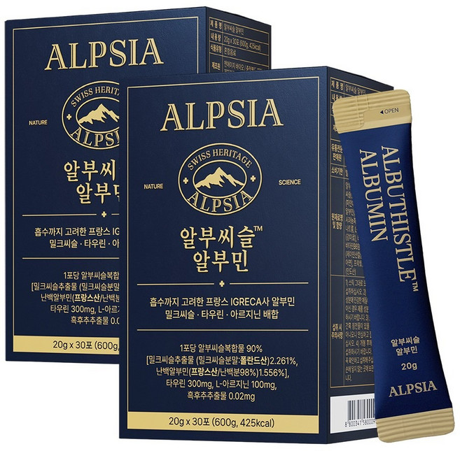 [순도 98%] 알부씨슬 알부민 마시는알부민, 2개, 600ml