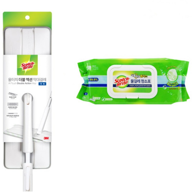 3M 올터치더블액션대형막대걸레+물걸레청소포20매, 1개