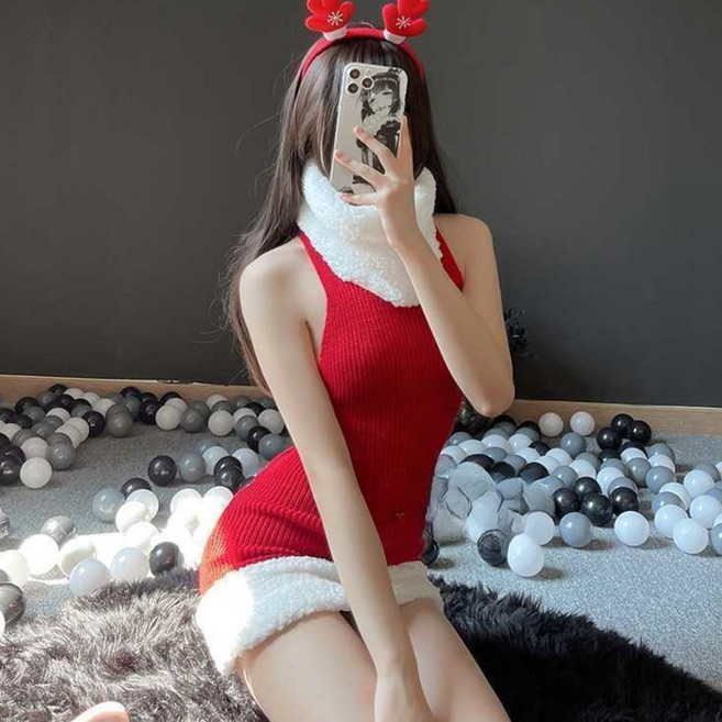 크리스마스 섹시 코스프레 터틀넥 스웨터 작은 가슴 볼륨업 정장 원사이즈 국내