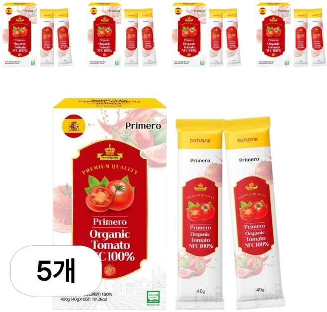 프리메로 유기농 토마토 NFC 100% 스페인 토마토즙 스틱, 5박스, 400ml