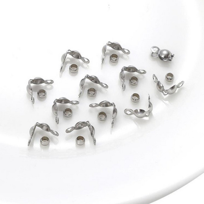 악세사리 비즈공예 부자재 올챙이캡 200개 + 누름볼 200개