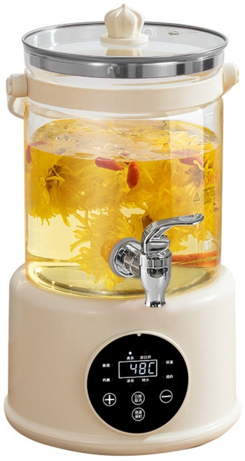 Mochae 물끓이는기계 다기능 전기 4리터 티포트 내열유리 자동출수 주전자, 1개, 4L, 흰색