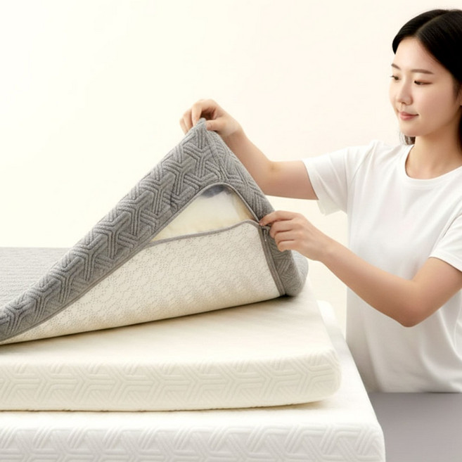 조은자리 라텍스 메모리폼 토퍼 매트리스 커버 요 매트 커버 지퍼형 5cm 7cm 10cm SS Q, 그레이