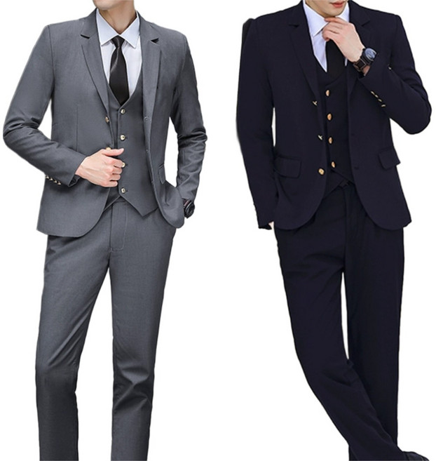 교복몰 (대여) 3버튼 남자 그레이 네이비 정장세트