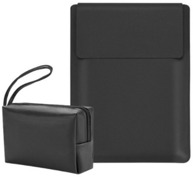 모아띵스 노트북 가죽파우치 마우스패드 거치대 겸용 케이스 13/14/15/16 인치, 1개, 블랙