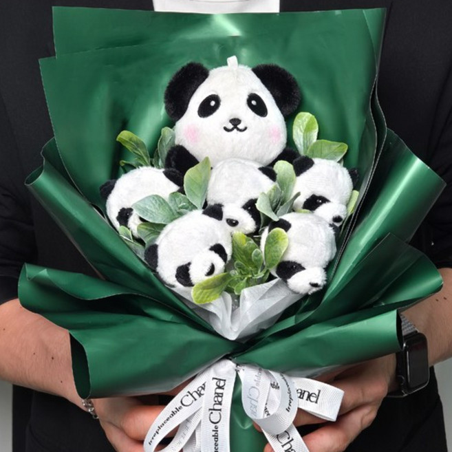 가든잇 귀여운 팬더 인형 꽃다발, 6개