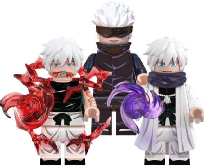 <주술회전> 고죠사토루 3종 호환블록 브릭미니피규어 취미/수집/장식/전시/컬렉션용 커스텀 블록피규어, 1개, JK0104. 고조 사토루 3종 세트