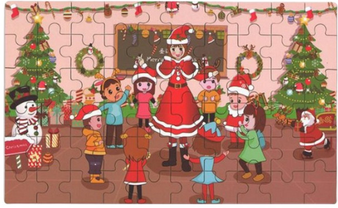 율아트 미니 크리스마스 틴케이스 퍼즐 놀이 60pcs 3종 집콕 만들기 판퍼즐, 레드학교, 1개