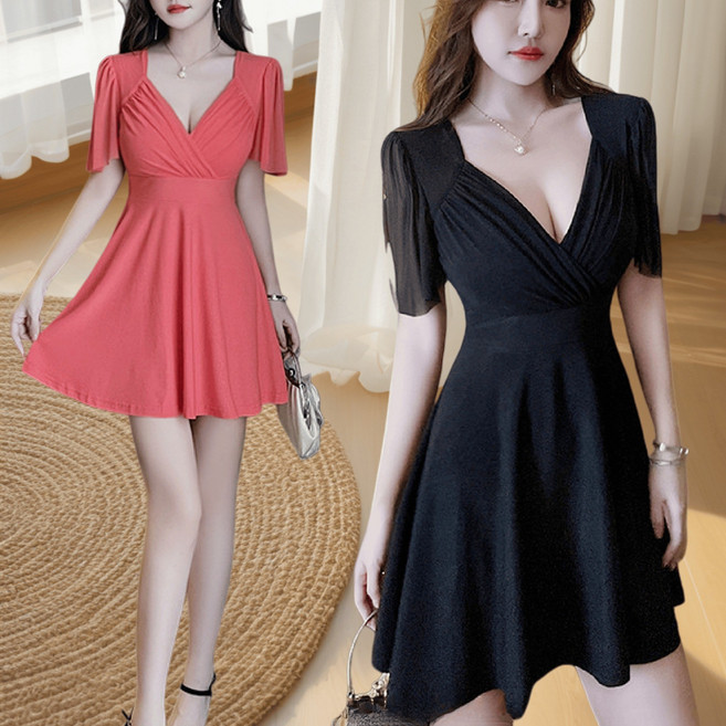 JQS 홀복 2XL 배가림 A자 섹시원피스 2383 슬림플레어 데이트룩 모임룩