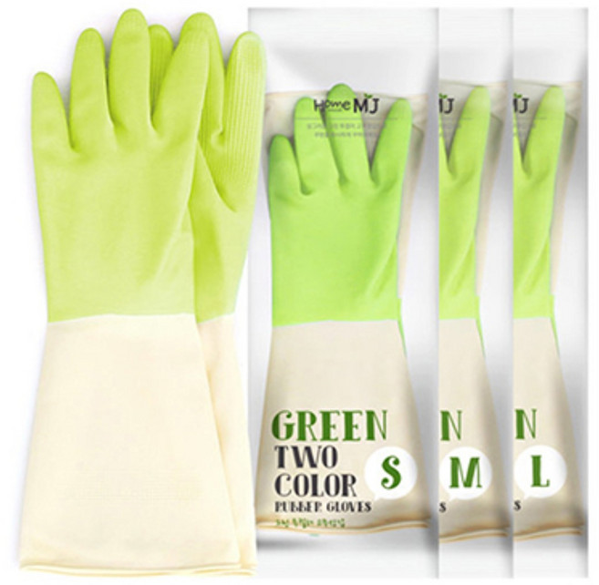 명진 명진 투컬러 고무장갑 [그린] S (소), 100개