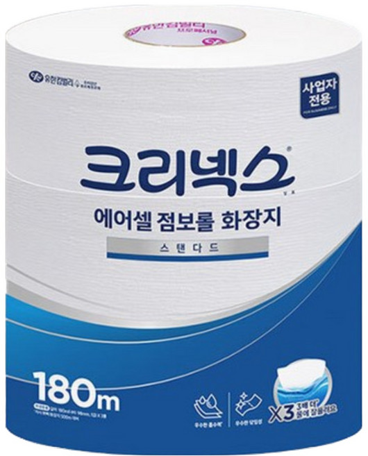 크리넥스 에어셀 1겹 점보롤 화장지, 180m, 1개, 12롤