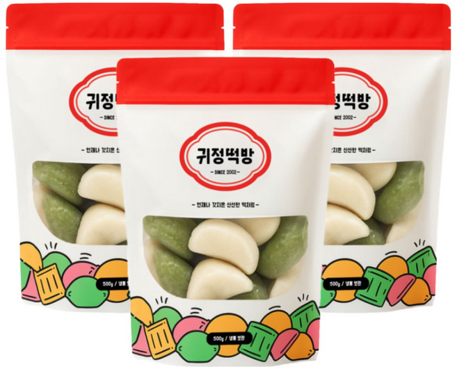귀정떡방 굳지않는 팥앙금 반달 송편 바람떡 개피떡 아침대용식사 영양 아이 간식, 3세트, 500g