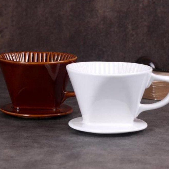 도자기드리퍼 대 3 ~ 4인용 핸드드립 홈 카페 세라믹 커피여과기 핸드드립 드리퍼, 브라운, 1개, 500ml