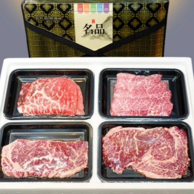 프리미엄 투뿔 한우세트 구이용 1++ 명품 소고기 추석 선물세트, 1세트, 1.2kg