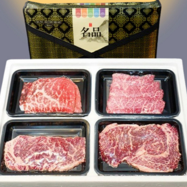 프리미엄 투뿔 한우세트 구이용 1++ 명품 소고기 추석 선물세트, 1세트, 1.4kg