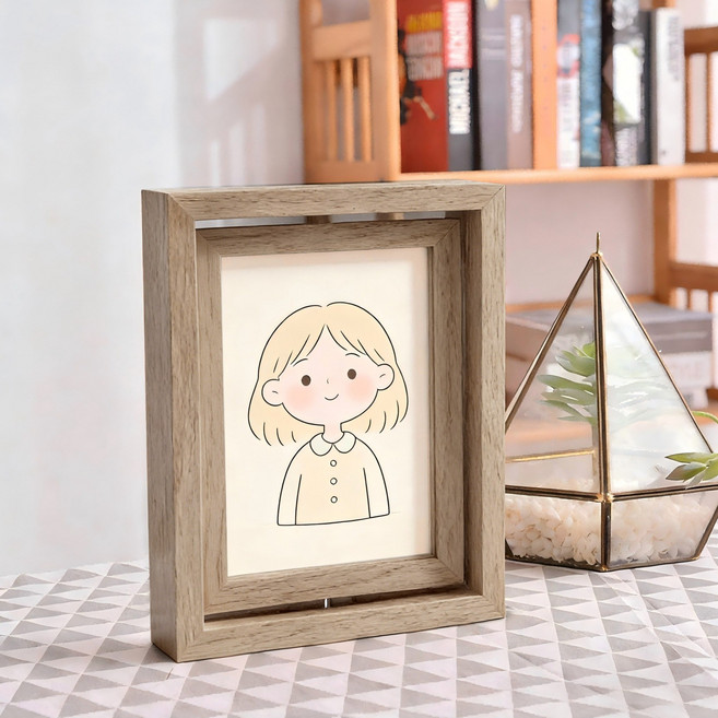 나무액자 사진장식액자 결혼식가족사진액자, 1개, 오크색