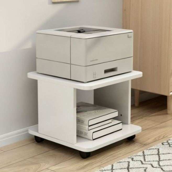 이동식 프린터 선반 복합기 프린트 받침대 다이, 흰색, 2단