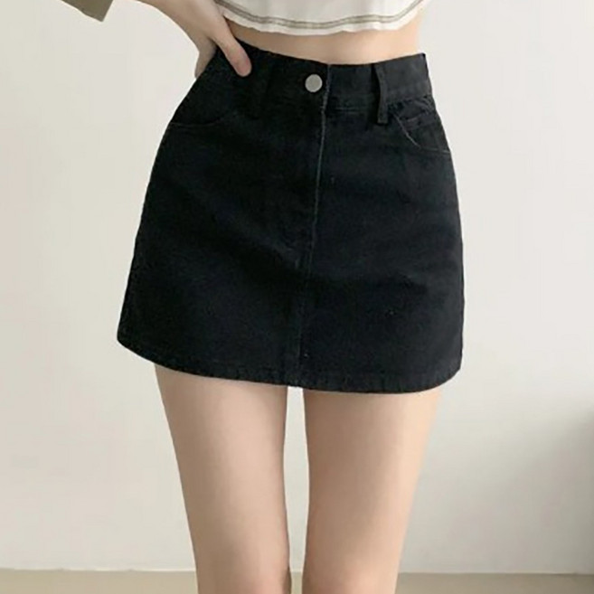 부기샵 2단 기장 여성 미니스커트 푸린 베이직 하이웨스트 탄탄 미니스커트