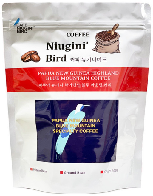 100% 핸드메이드 뉴기니버드 파푸아뉴기니 블루마운틴 커피 유기농/여인의비밀 원두, 유기농 원두, 500g, 1개, 500g