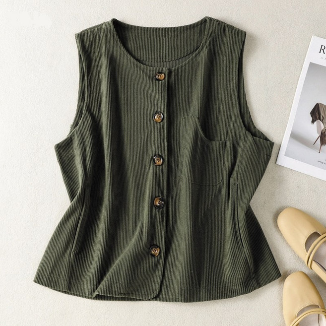 ZAJA 여성 코듀로이 베스트 봄가을 조끼