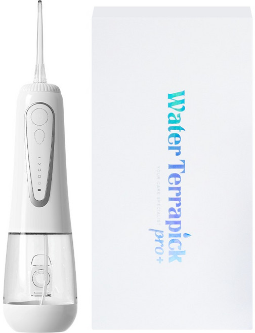 [치과추천판매] 워터테라픽 프로 휴대용 구강세정기 물치실 치아 치간 세척기 워터칫솔, 화이트