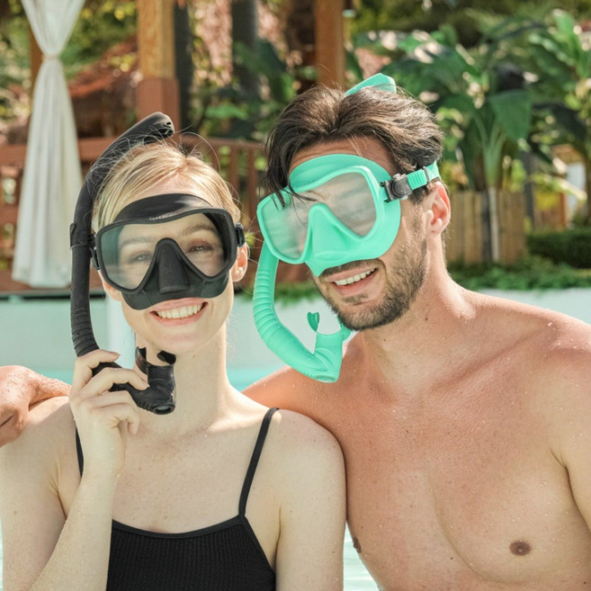 엘르 스노클링 마스크 세트 퍼지기능 수영장 물안경 세트, 민트SET(10세~성인)
