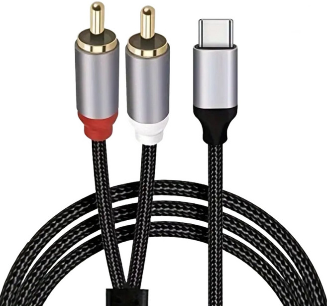 2RCA to C타입 케이블 연결선 핸드폰 앰프 스피커 테블릿 2M, 2RCA-C타입 2M