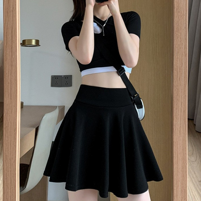 플레어 미니 A라인 속바지 치마 밴딩 스커트 SH245