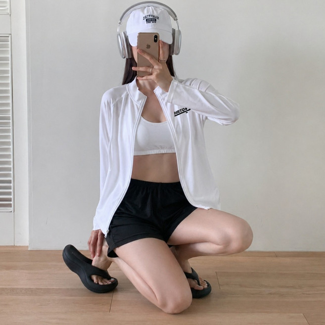 라네르 루즈핏 여성 래쉬가드 세트, 화이트블랙