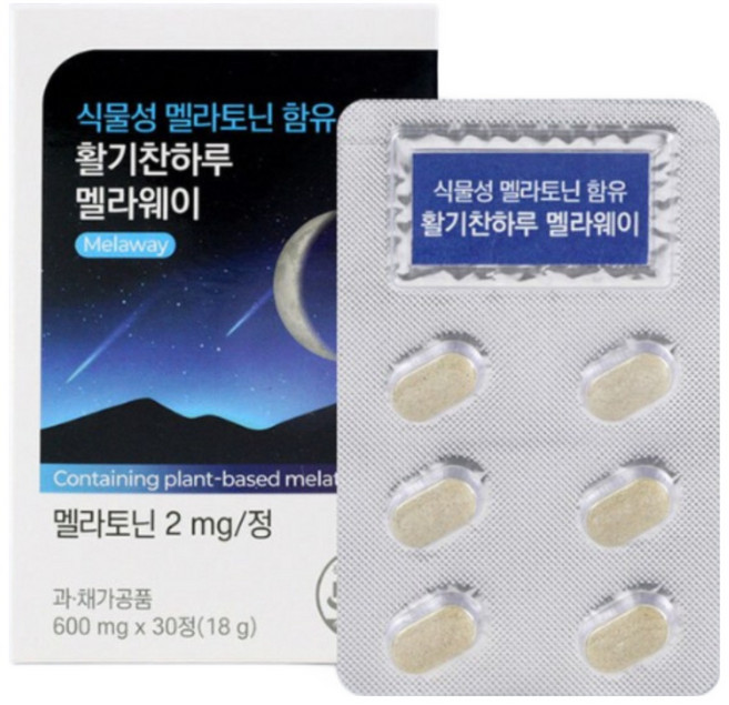 [로코스샵] 활기찬하루 멜라웨이 식물성 멜라토닌 함유 건강 수면 숙면 보조 영양제 한미양행, 4개, 30정