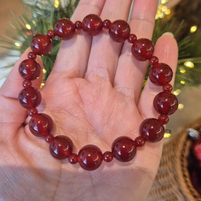 [로잘린 쥬얼리] 10mm 홍마노 연예인 팔찌 (반제품)