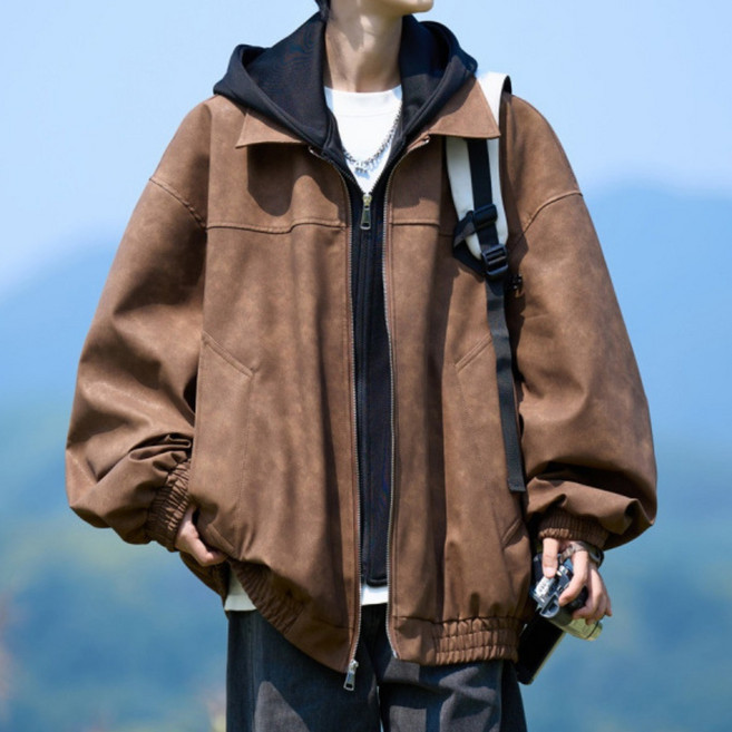 ANYOU 남성 봄가을 빅사이즈 자켓 캐주얼 방풍 점퍼 데일리 자켓 아우터