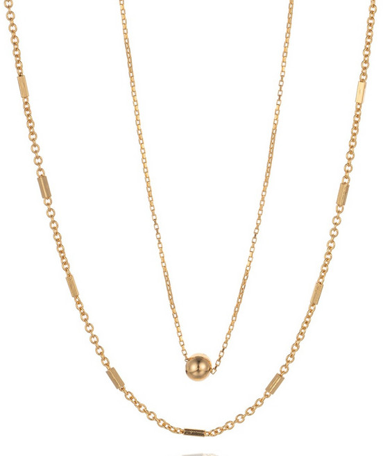 K 18 골드 트랜드 행운의 구슬 이중 목걸이