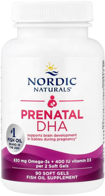 노르딕내츄럴스 프리네이탈 DHA 830mg 오메가-3 + 400IU D3 500mg 소프트젤, 90정, 1개