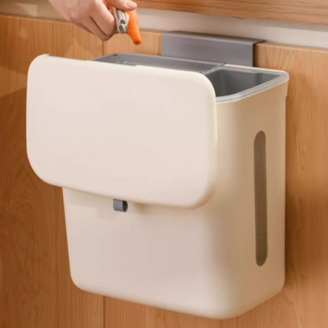 태한 주방 휴지통 벽걸이형 쓰레기통, 화이트