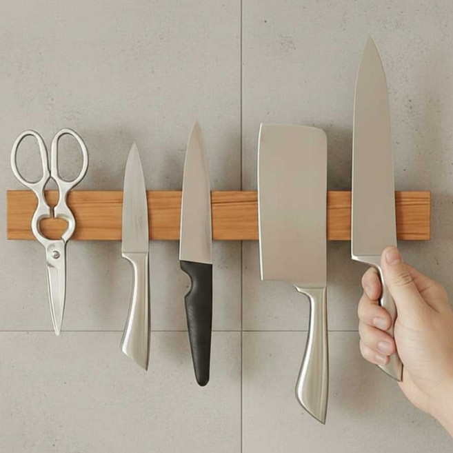 이놀 쉐프마스터 아카시아 원목 자석 칼걸이 칼꽂이 칼블럭, 1개, WOOD 50cm [EW040]