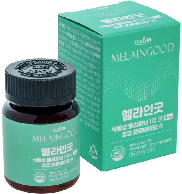 닥터엘란 식물성 멜라토닌 5mg HACCP인증 징코프로바이오 함유, 1개, 30정