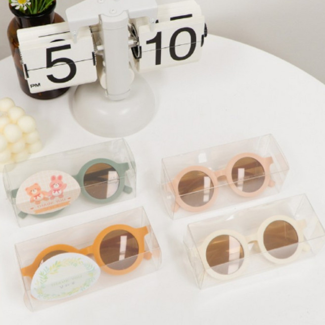 어린이집 유치원 아이 생일 선물 답례품 패션 선글라스 6개+전용케이스 6개+스티커6장, 원형 선글라스6개+케이스6개+스티커6장, 1개