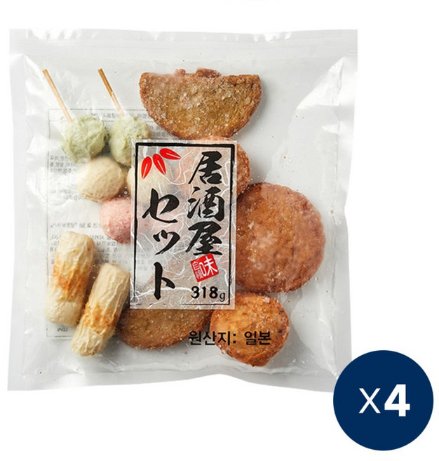 이자카야 오뎅세트(쯔유 무) 318g X 4봉 1박스 [모듬어묵 와카메], 4개