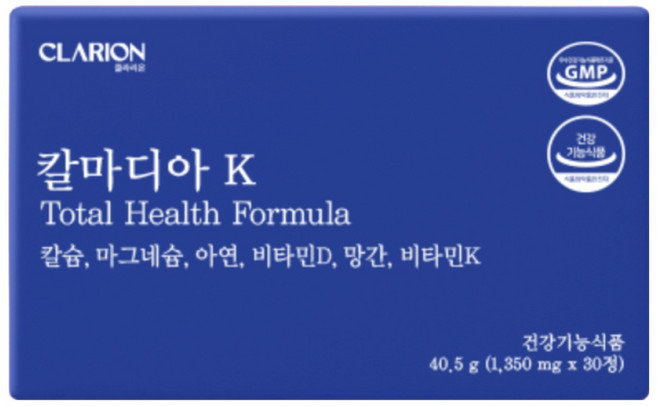 클라리온 클라리온 칼마디아K 30정 1박스 칼슘 마그네슘 비타민D 아연 비타민K 망간, 1개