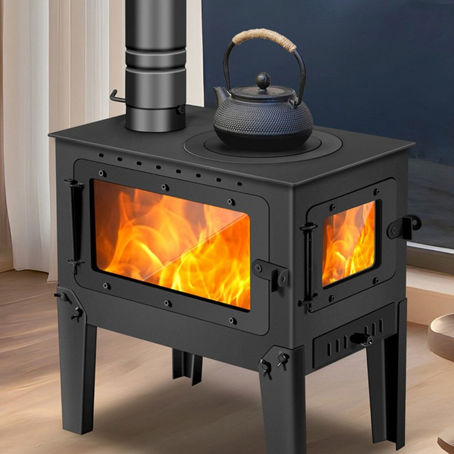 온휴 고화력 화목난로 벽난로 연통 펠릿난로 캠핑용 내열유리 불멍 실내 장작 파이어우드 나무 펠렛, 가로 50cm, 기본형