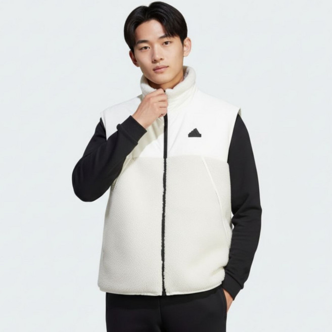 아디다스 리버시블 조끼 양면 플리스 베스트 남성 여성 공용 방한 후리스 화이트 블랙