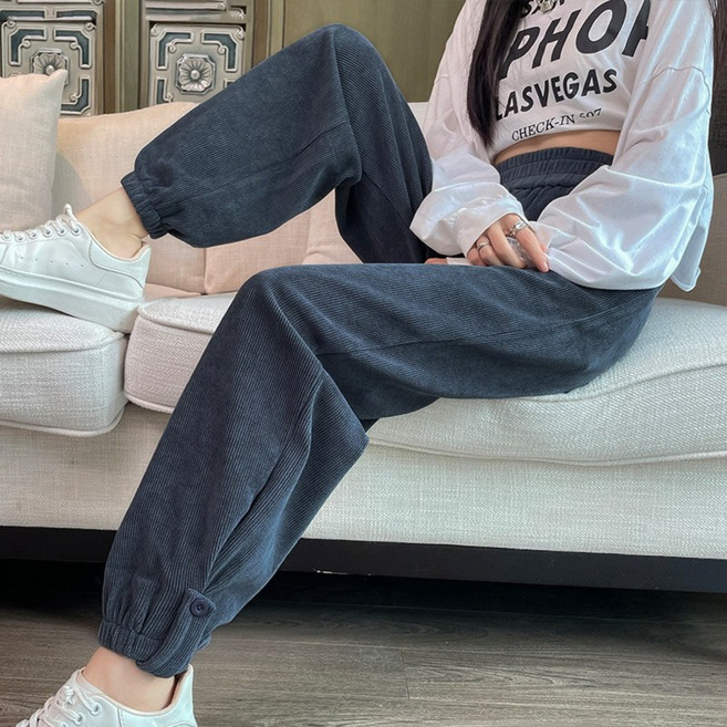 스타일닥터 여성 봄가을 코듀로이 조거팬츠 허리밴딩 편한 데일리 바지